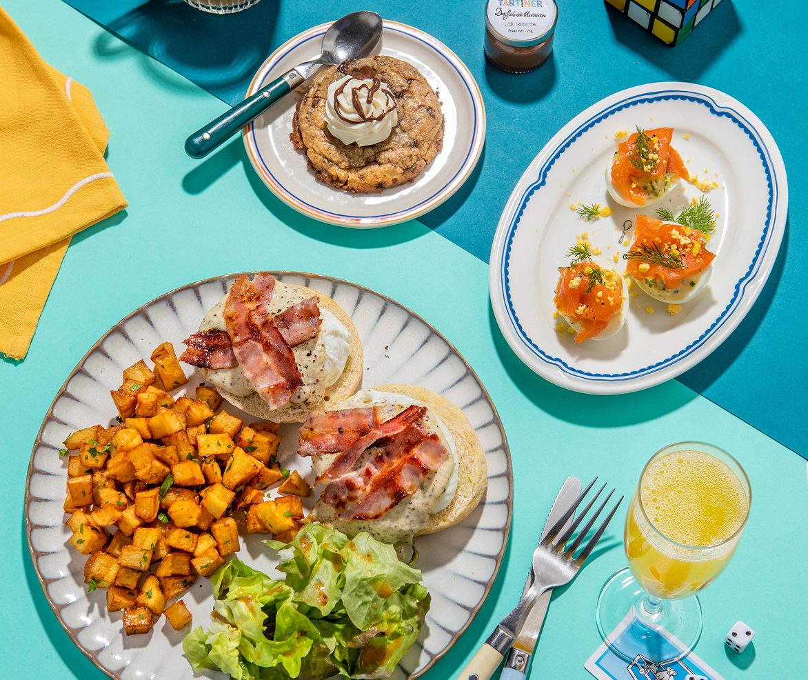 Assiettes de brunch servies chez Les Fils à Maman